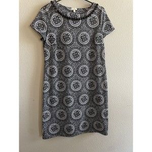 Talbots Dress Womens SP Small Petite White Black Medallion PomPoms Knit Casual